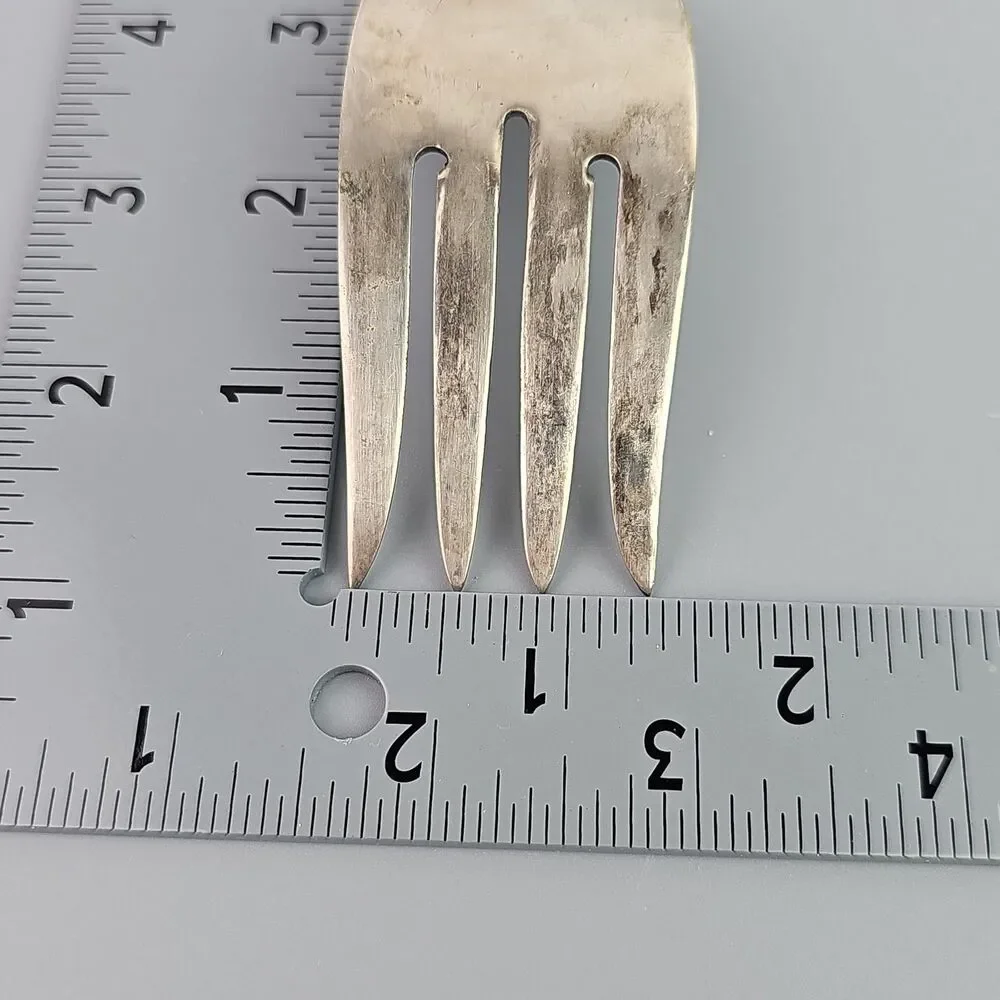 Sheffield Mother of Pearl Shell Handle Silver Plate Cold Meat Serving Fork 8.5in